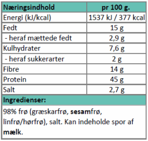 Næringsindhold - Kiks med sesam..